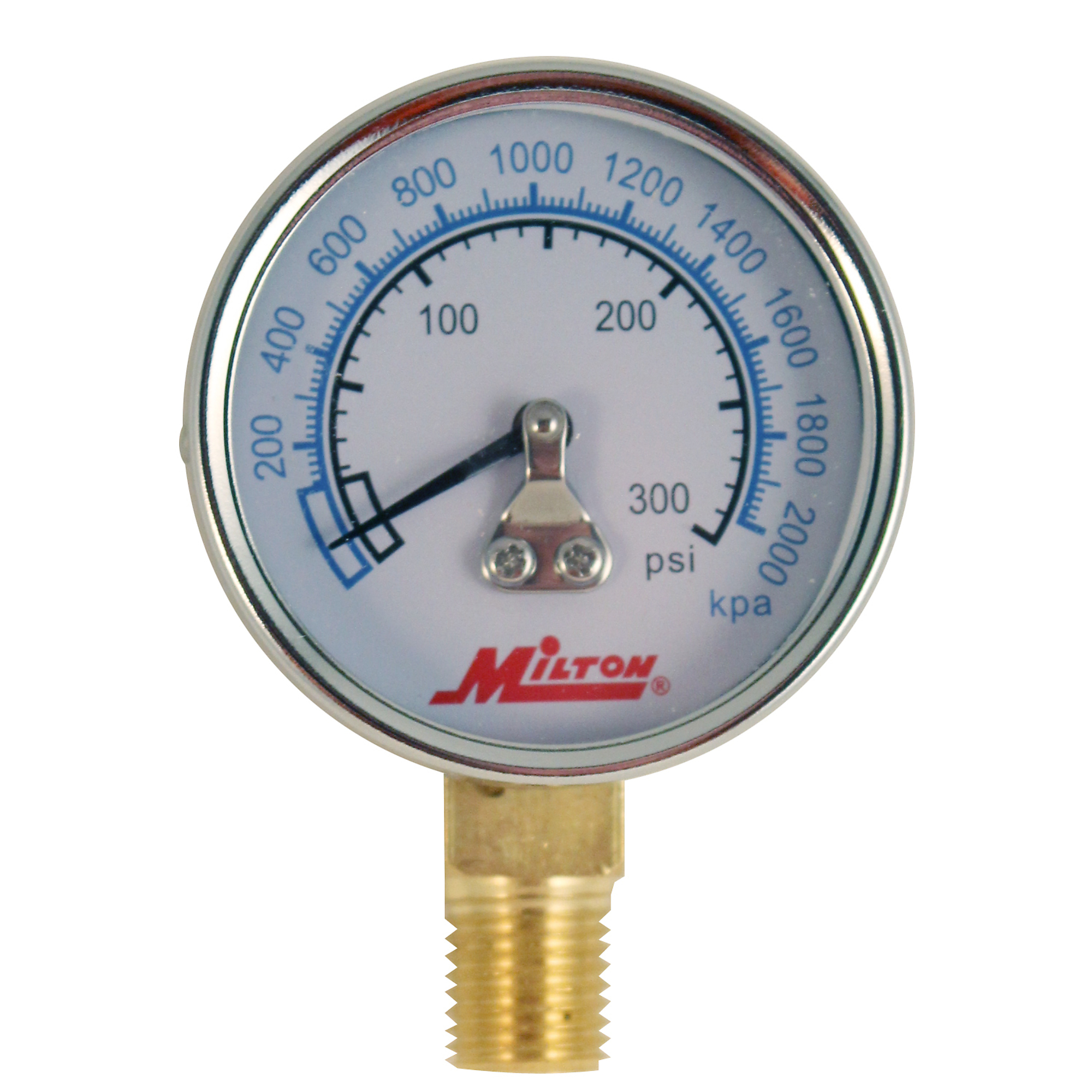 Milton, Gauge, 0-300 PSI - Bottom Mount, Max. PSI 300 PSI, Model# 1195